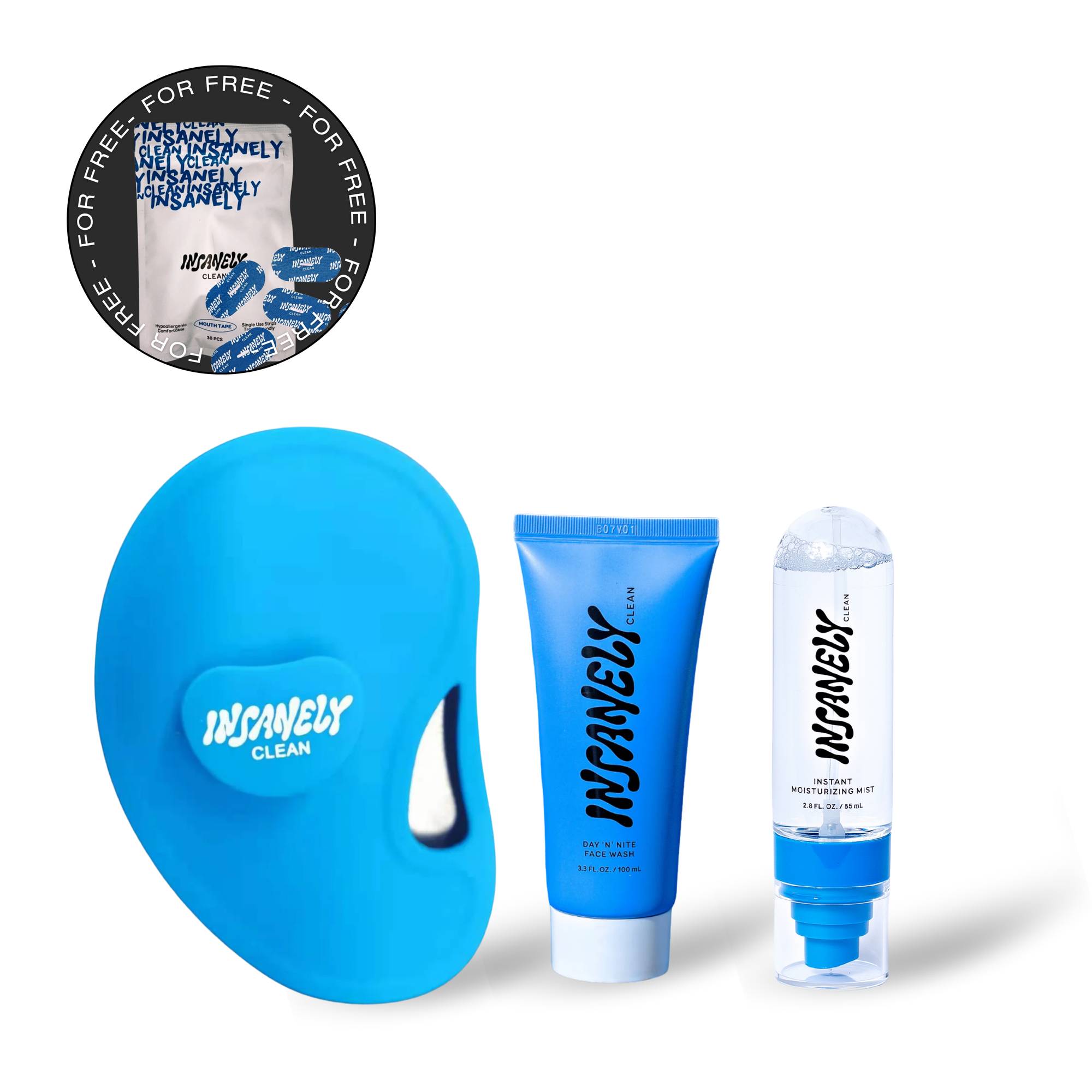 The Ultimate Kit’s lineup includes the Day ’N’ Nite Face Wash, Instant Moisturizing Mist, Body Scrubber, and a complimentary Mouth Tape.